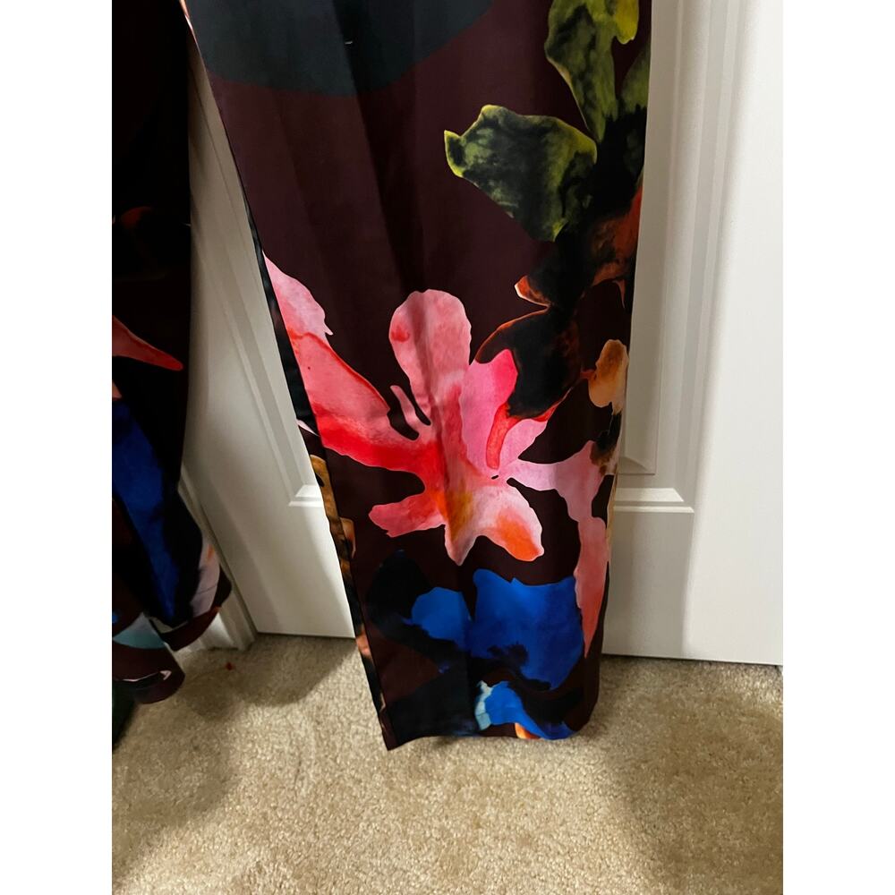 Micas Floral Print High Waisted Straight Leg Pants Large loose fit chiffon NWT - Picture 4 of 11